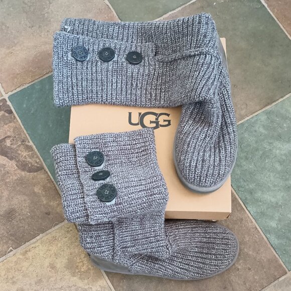 UGG Grey Knitted Boots - Picture 2 of 9